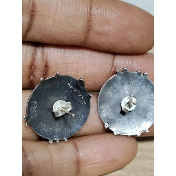 Vintage 1988 St Jude Sterling 14K Accents Earring 925 Sterling - Picture 8 of 11